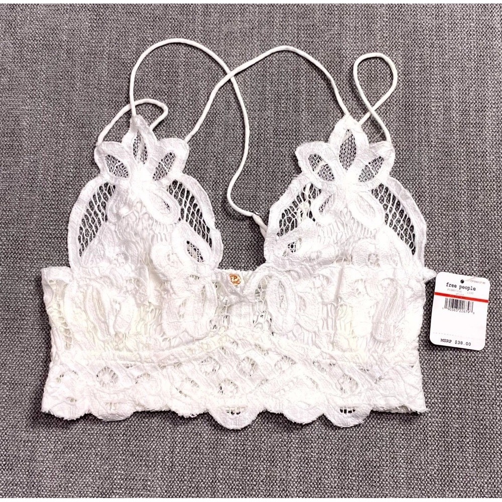 Free People One Adella Bralette Women XS White Crochet Lace F16M00206